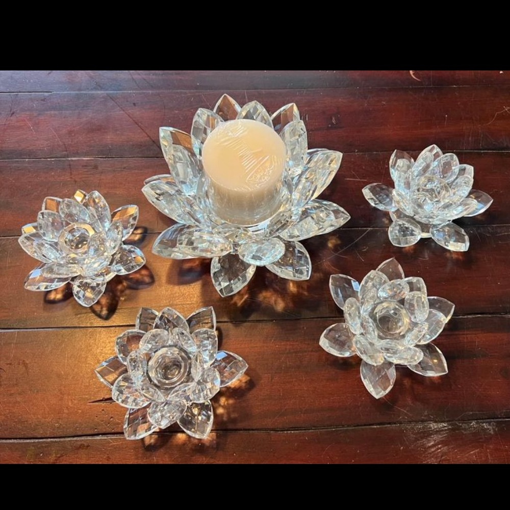 Shannon Crystal Lotus Candleholders
